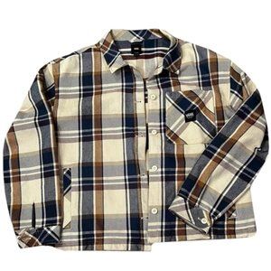 VANS Men's XXL Brown & Tan Plaid Long Sleeve Button Down Flannel Shirt EUC